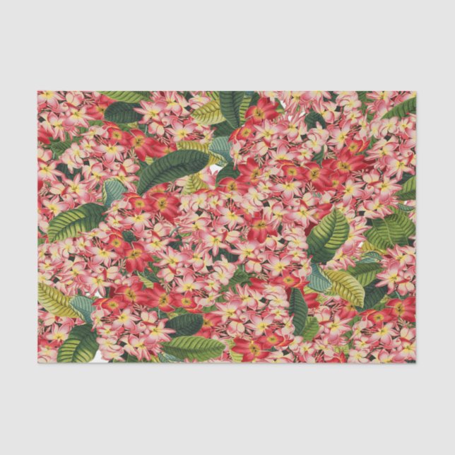 Papier Mousseline Plumeria Fleurs Floral Tropical Tissue Paper (Recto)
