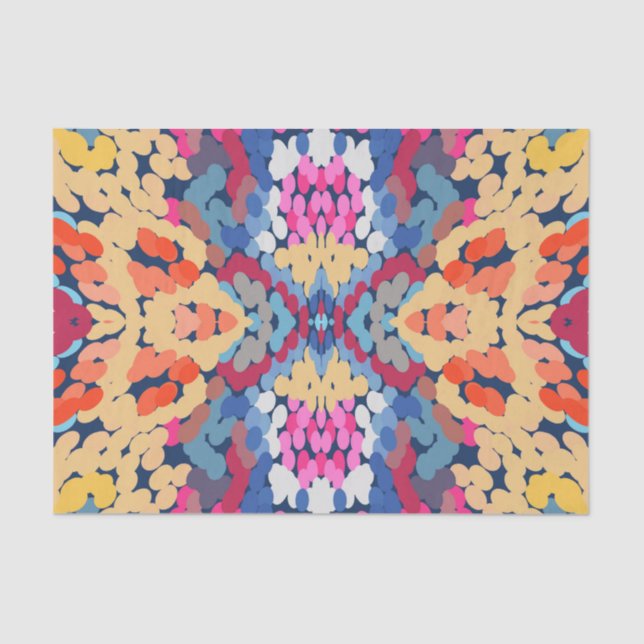 Papier Mousseline Plumeria tropicale Fleurs tachetées Motif de carre (Recto)