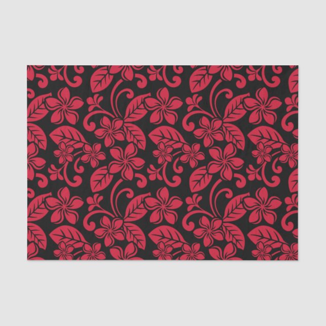 PAPIER MOUSSELINE PLUMÉRIE DE L'ÎLE (NOIR/ROUGE) (Recto)