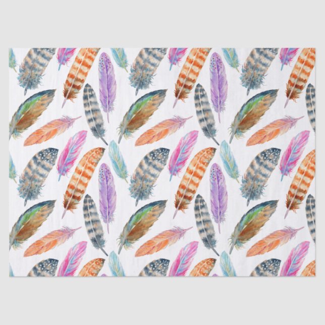 Papier Mousseline Plumes d'aquarelle (Recto)