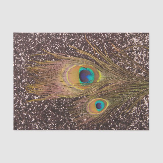 Papier Mousseline Plumes de paon avec Parties scintillant (Recto)