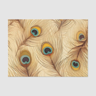 Papier Mousseline Plumes de paon rustique vintage Imprimer