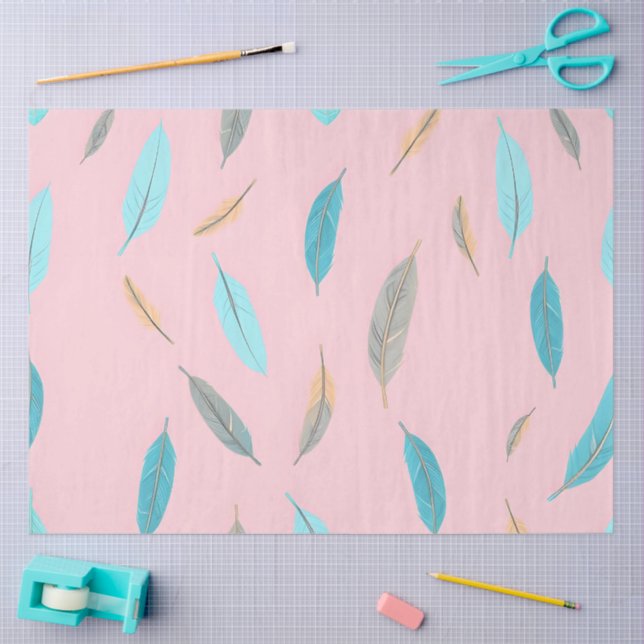 Papier Mousseline Plumes populaires Collection Boho de luxe (Artisanat)