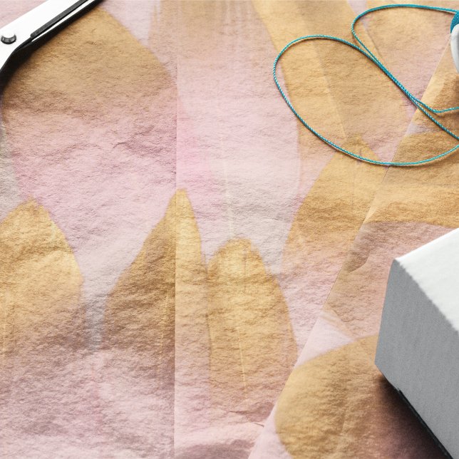 Papier Mousseline Plumes roses pourvues d'or (Créateur téléchargé)