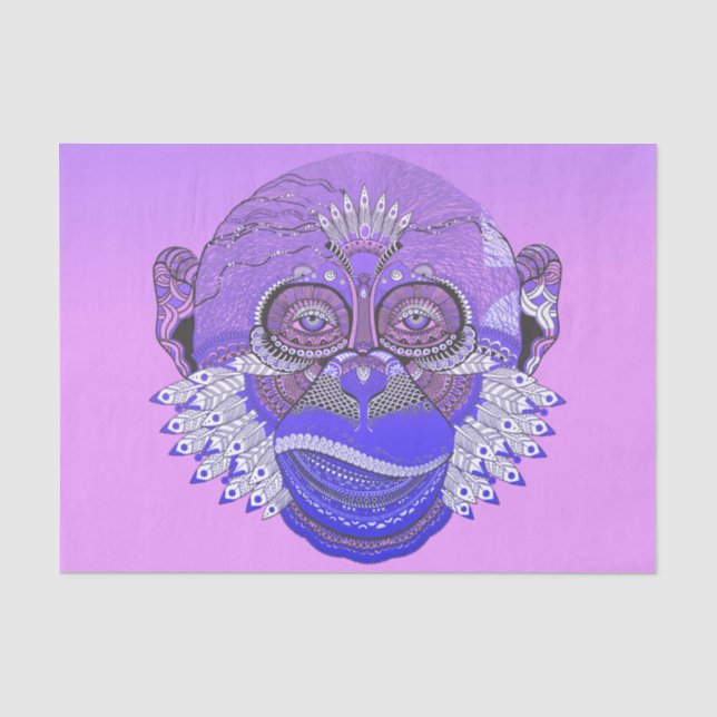 Papier Mousseline Plumes tribales de singe funky (Recto)
