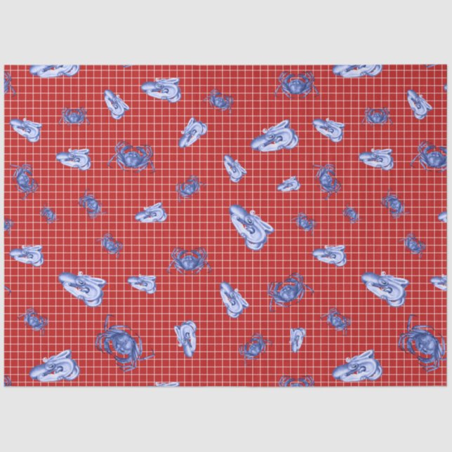 Papier Mousseline Plus Red and Navy Nautical Series Design 11 (Recto)