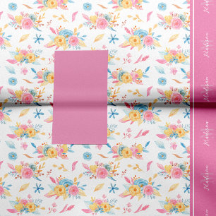 Papier Mousseline Plutôt rose Motif Floral Monogramme