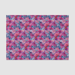 Papier Mousseline Plutôt rose Purple Bleu Motif Floral
