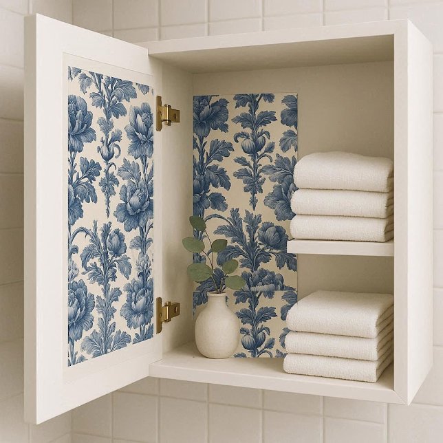 Papier Mousseline Poetic Roses French Toile Floral Blue Historic  (Poetic Roses French Toile Floral Blue Historic Tissue Paper)