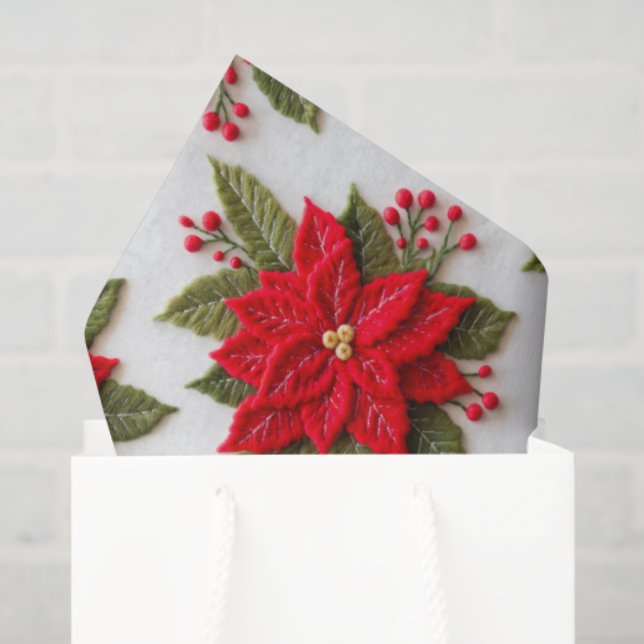 Papier Mousseline Poinsettia Needlework Fêtes de Noël Senti (Sac cadeau)