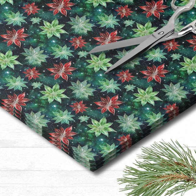 Papier Mousseline Poinsettia Noël (Classic Holiday Pattern Christmas Tissue Paper)
