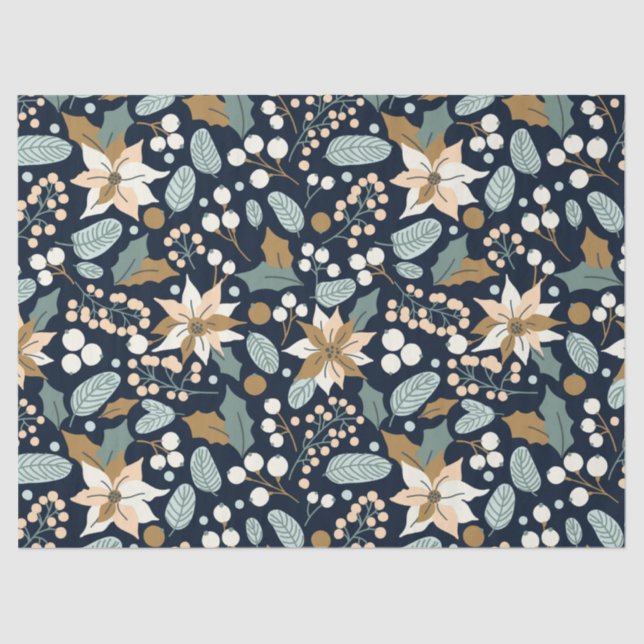 Papier Mousseline Poinsettia noir arrière - plan vacances hiver wrap (Recto)