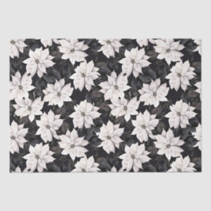Papier Mousseline poinsettia noir et blanc chic