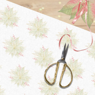 Papier Mousseline Poinsettia Pastel Rose Doré Traditionnel Joli