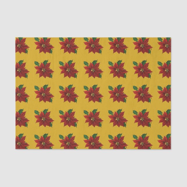 Papier Mousseline Poinsettia Tissue Papier (Recto)