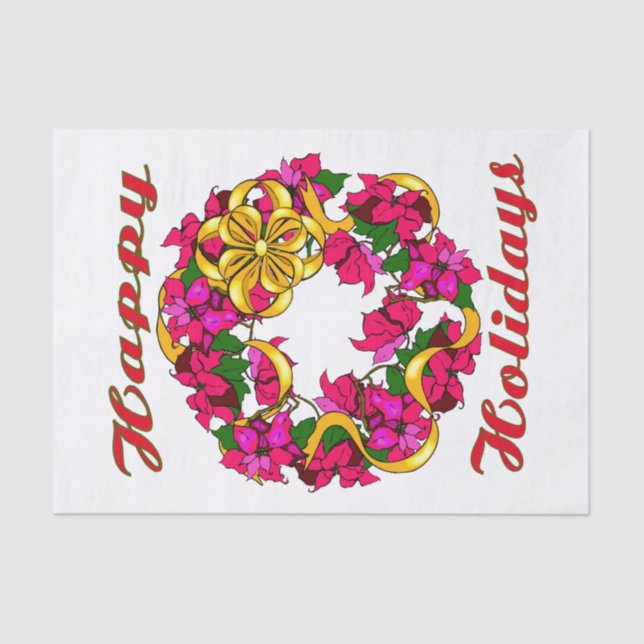 Papier Mousseline Poinsettia Wreath papier (Recto)
