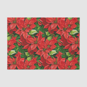 Papier Mousseline Poinsettias et Holly Feuilles