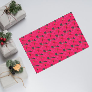 Papier Mousseline Poinsettias rouge Motif Floral Papier de tissus