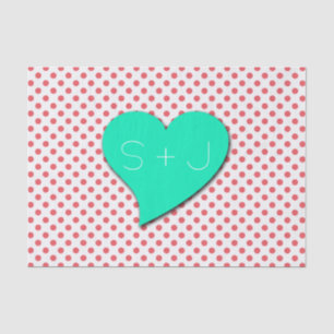 Papier Mousseline Point-Monogramme rose de corail de polka par