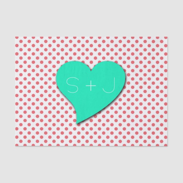 Papier Mousseline Point-Monogramme rose de corail de polka par (Recto)