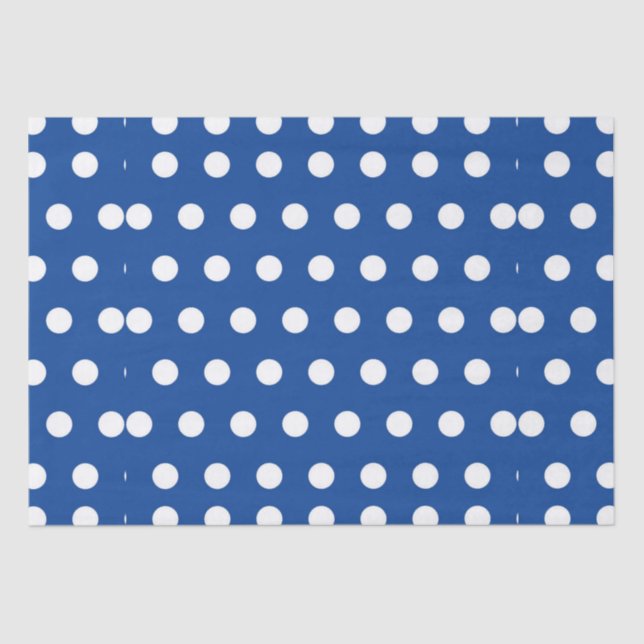 Papier Mousseline Point Polka blanc sur Arrière - plan bleu   (Recto)