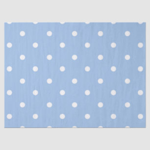 Papier Mousseline Point Polka bleu blanc