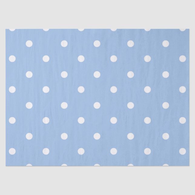 Papier Mousseline Point Polka bleu blanc  (Recto)