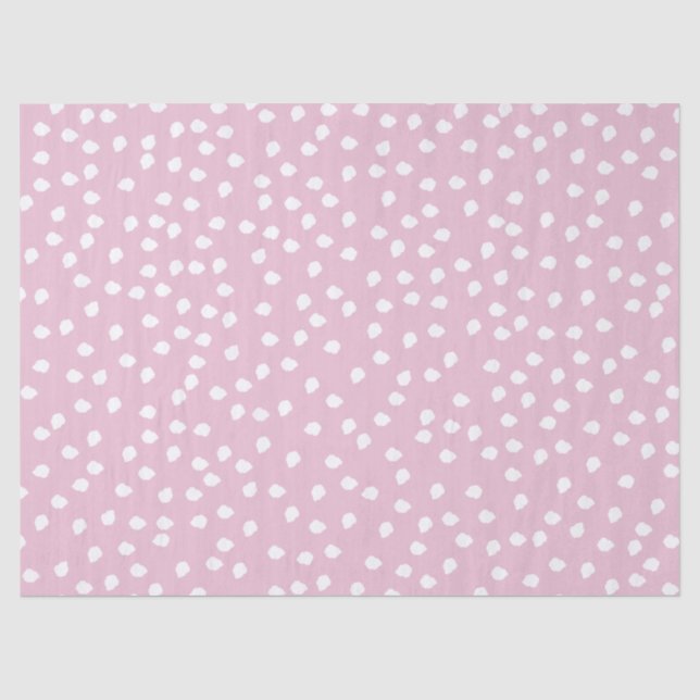 Papier Mousseline Pointe Polka minimale rose et blanc (Recto)