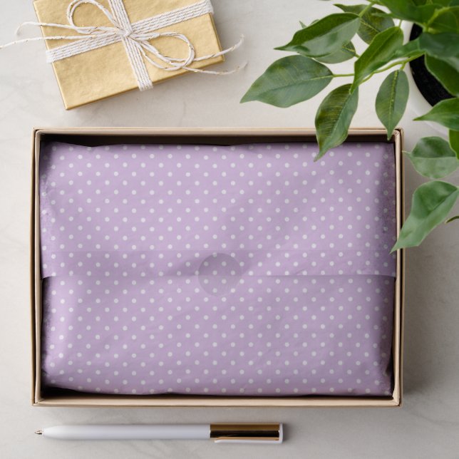 Papier Mousseline Pointillisme Classique Blanc - Lilas Doux (Cadeau)