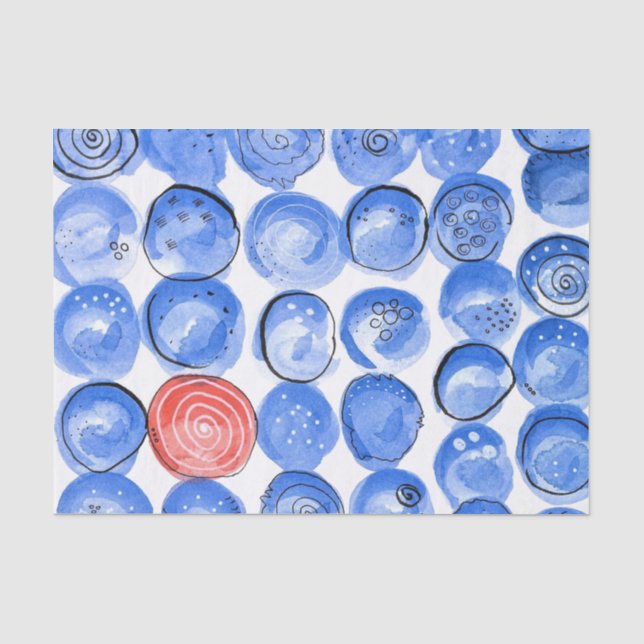Papier Mousseline Points bleus Abstraits (Recto)