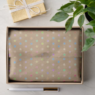 Papier Mousseline Points Colorés Motif Sur Faux Rustiques Brown Kraf