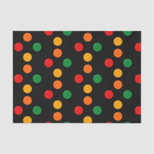Papier Mousseline Points Colorés sur Fond Noir Rétro Moderne du Mili