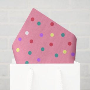 Papier Mousseline Points colorés sur fond rose