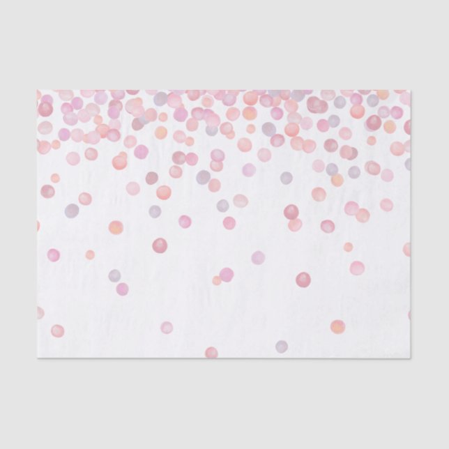 Papier Mousseline Points Confetti Aquarelle Rose Doux (Recto)