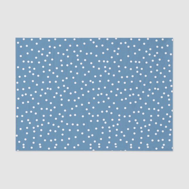 Papier Mousseline Points de neige bleu et blanc Confetti (Recto)