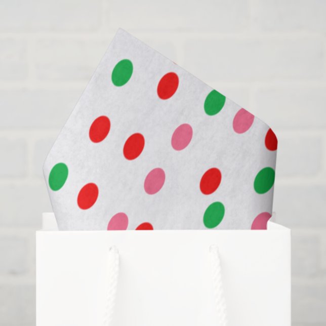 Papier Mousseline Points de Noël Polka (Sac cadeau)