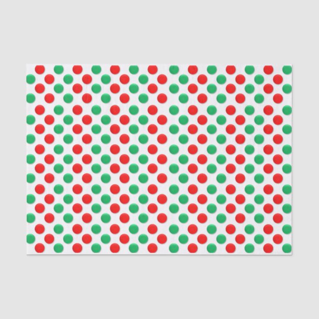 Papier Mousseline Points De Noël Rouge Blanc Et Vert (Recto)