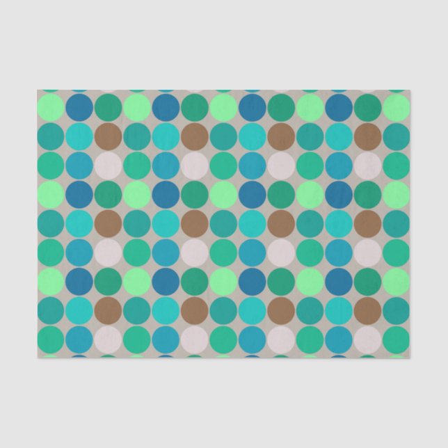 Papier Mousseline Points géants du milieu du siècle, turquoise et gr (Recto)