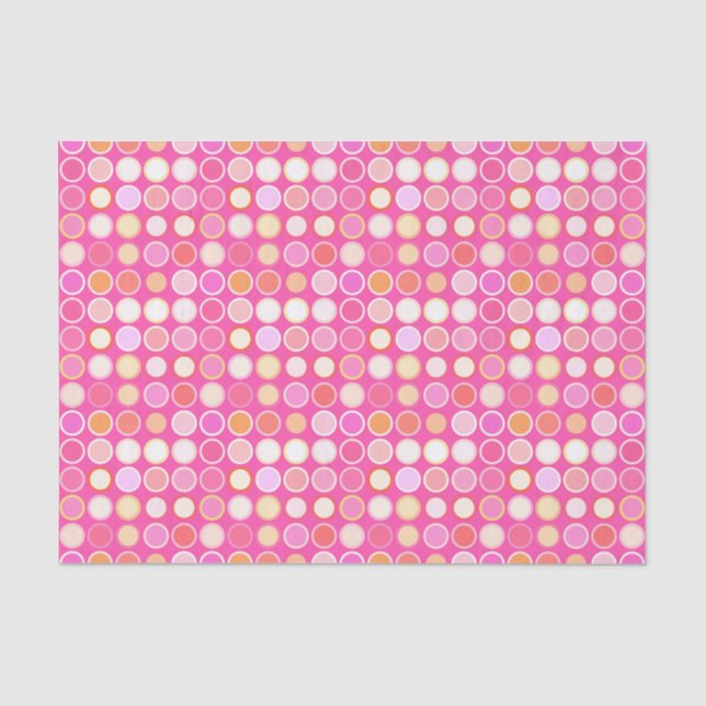 Papier Mousseline Points modernes du milieu du siècle, rose profond  (Recto)