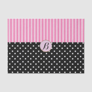 Papier Mousseline Points noirs roses rayures moderne chic parisien