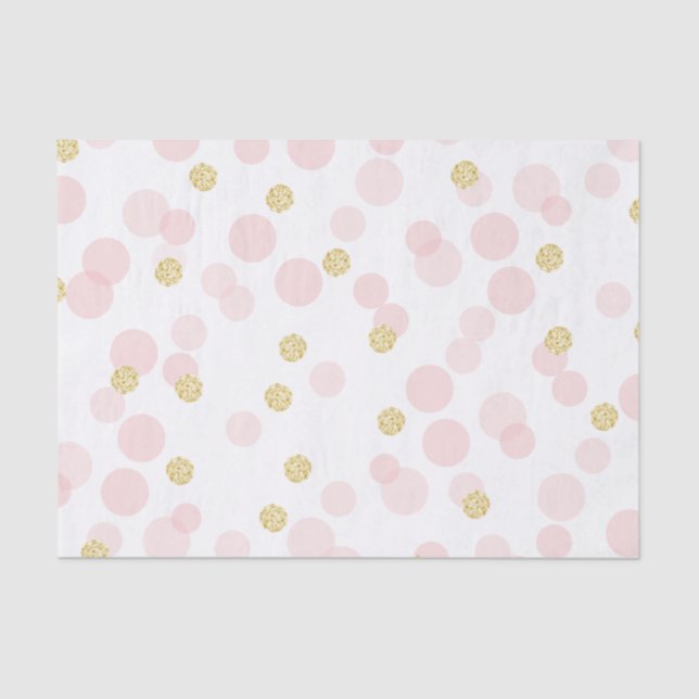 Papier Mousseline Points Parties scintillant or rose cadeaux d'anniv (Recto)