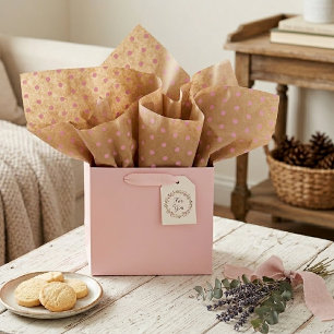 Papier Mousseline Points Rose Clair Estival Sur Kraft Brun Rustique