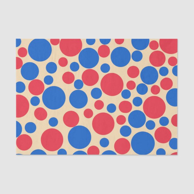 Papier Mousseline Points Rouge Et Bleu Sur Tan (Recto)
