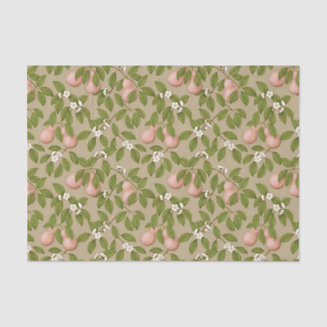 Papier Mousseline Poires roses (brun clair) (Recto)