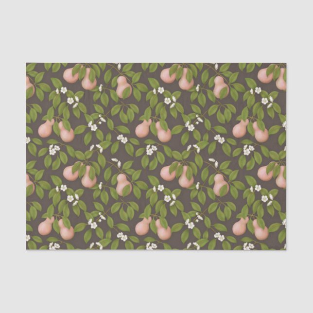 Papier Mousseline Poires roses (marron foncé) (Recto)