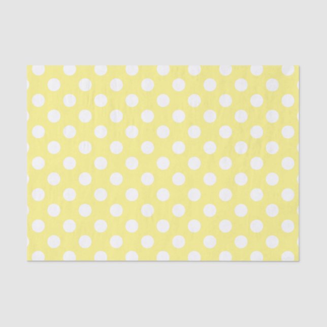 Papier Mousseline Pois blanc sur jaune citron (Recto)