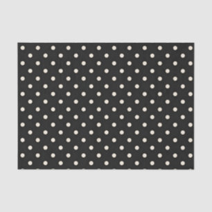 Papier Mousseline Pois blancs antiques en noir