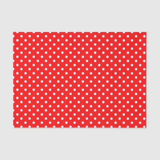 Papier Mousseline Pois blancs en rouge (Recto)
