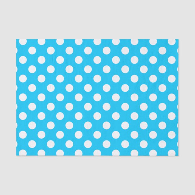 Papier Mousseline Pois blancs sur bleu électrique (Recto)