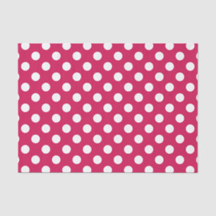 Papier Mousseline Pois blancs sur cerise